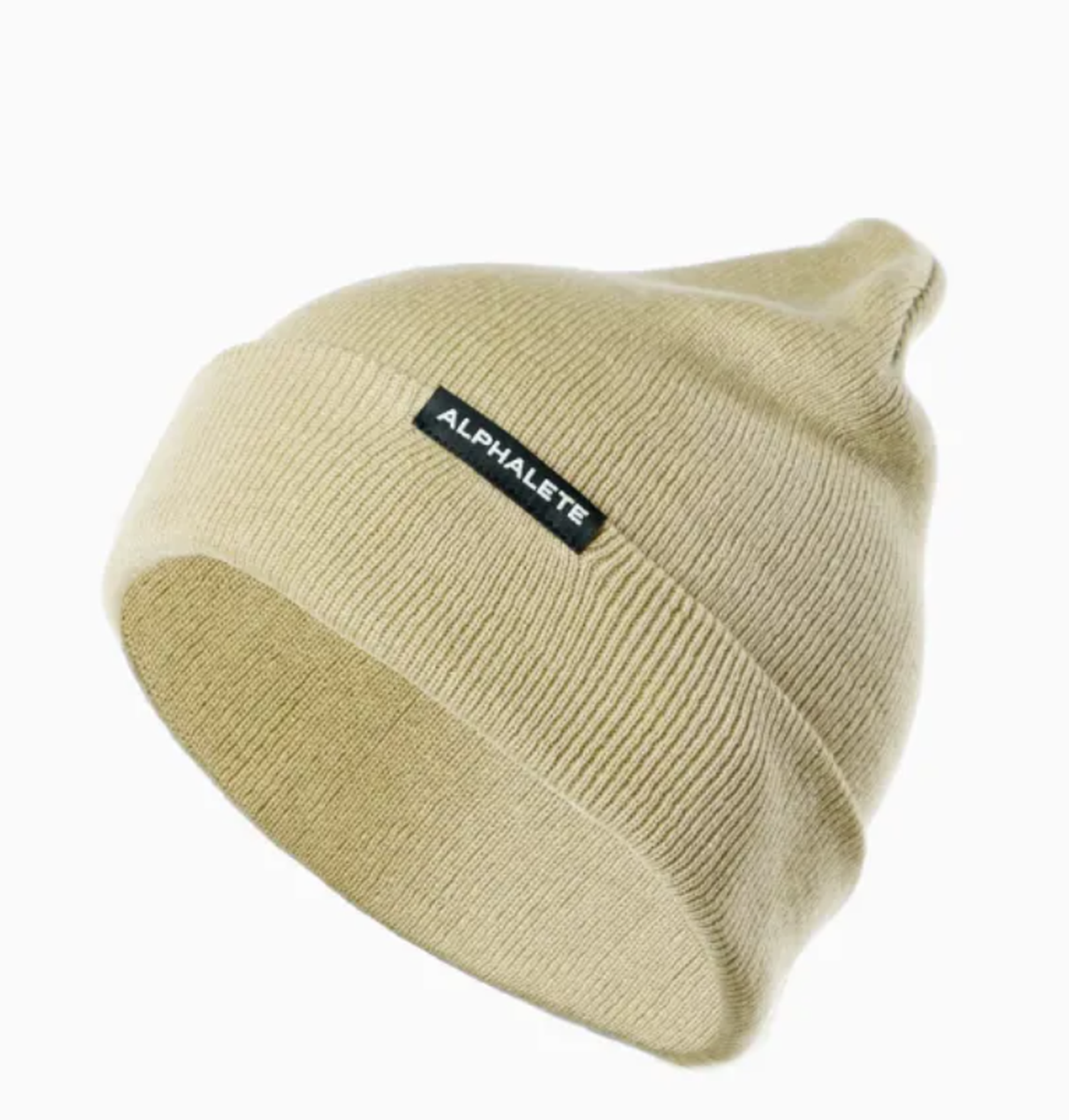 NEW Alphalete Essential Foldover Beanie String -Beige