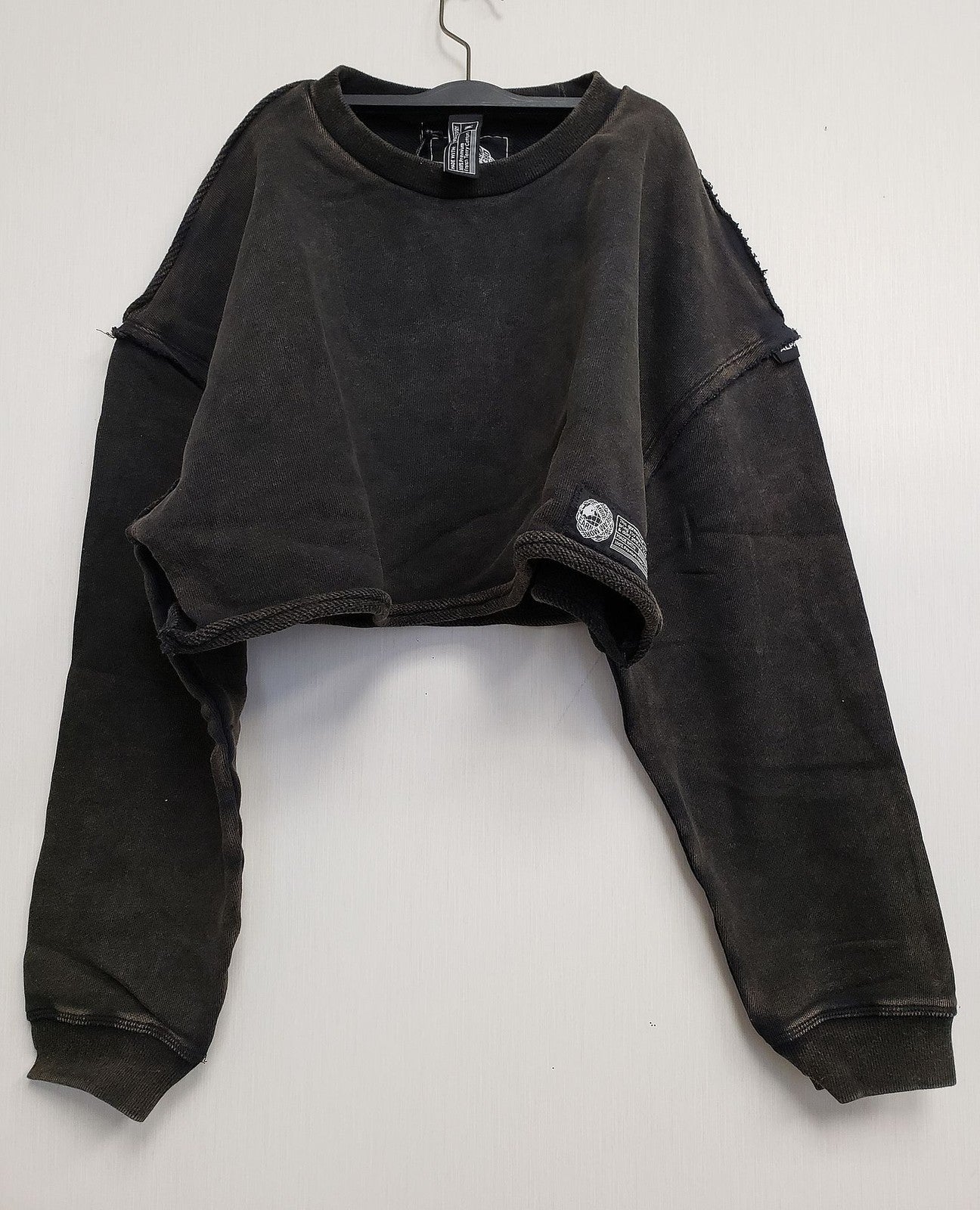 NEW Alphalete Women's Terry Oversize Crop Pullover Onyx (260778) Size M DA8a/24