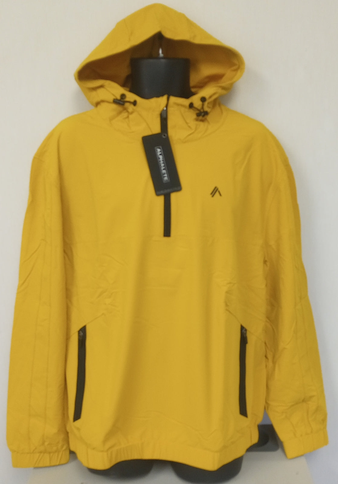 NEW ALPHALETE MEN'S  TECH WINDBREAKER -EXOTIC YELLOW - SIZE - L/RG27/124