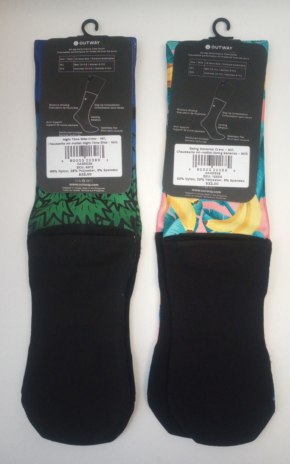 OUTWAY Set of 2  All-day Performance Adventure Crew Socks /CH22/122