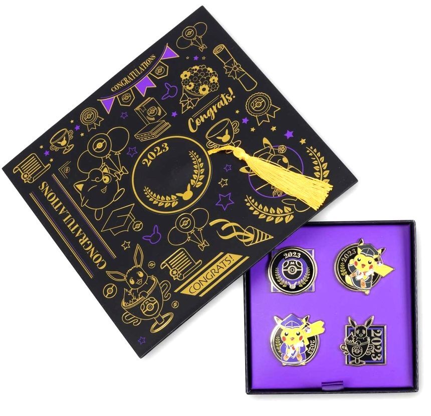 Pokemon Center Graduation Pikachu 2023 Pokémon Pin Box Set (4-Pack)RA18/220