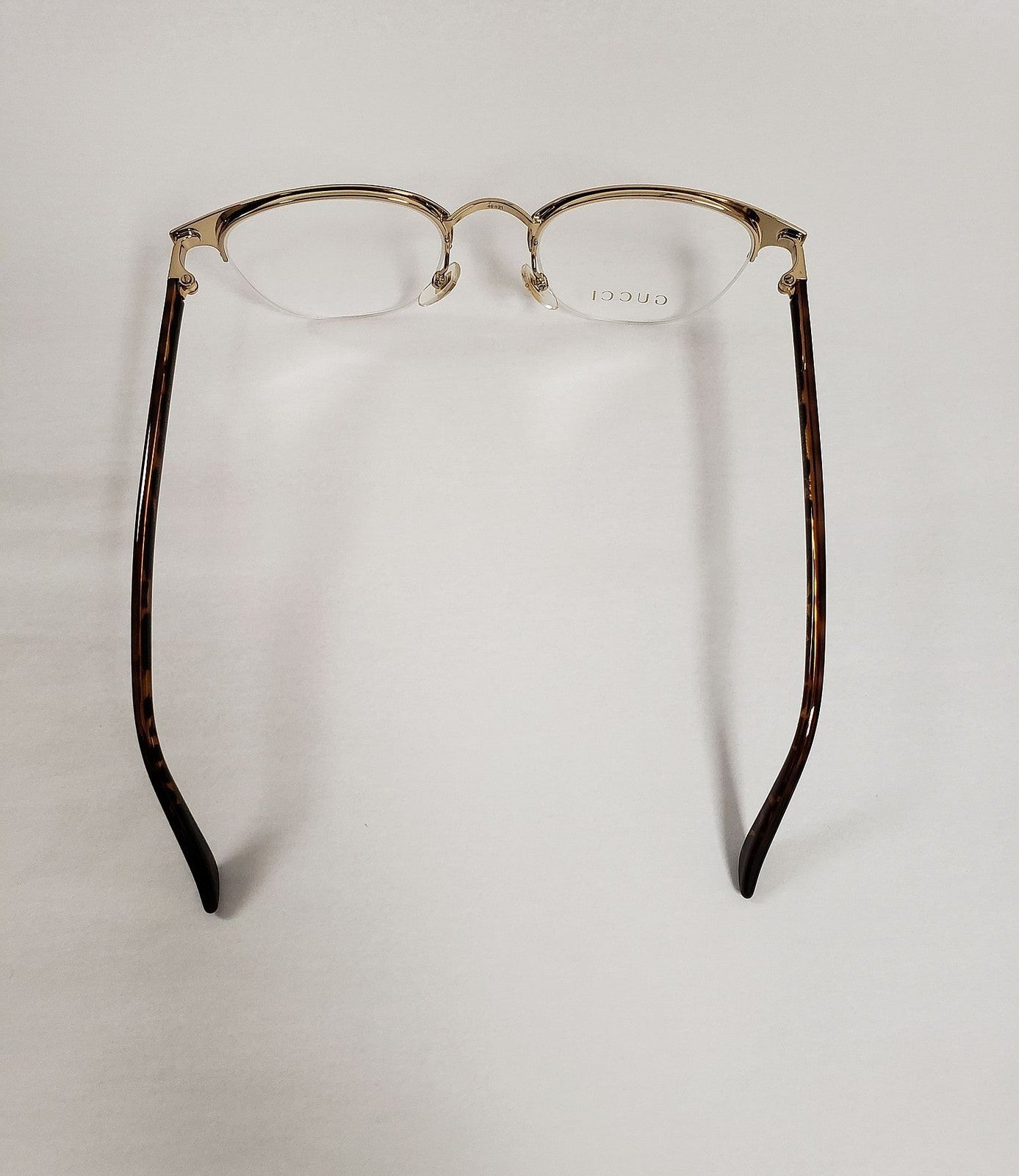 New GUCCI GG0020O 002 Brown/Gold Unisex Round Half Rim Eyeglasses FRAMES G10A/23