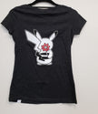 NEW Pokemon Pikachu Holding Flower Black Fitted Scoop T-Shirt size S G26a/23