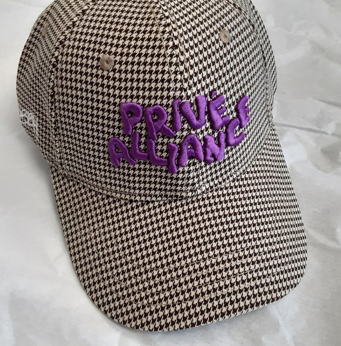 NEW Prive Alliance BUBBLE CAP Houndstooth Brown Adjustable Unisex RA6/220