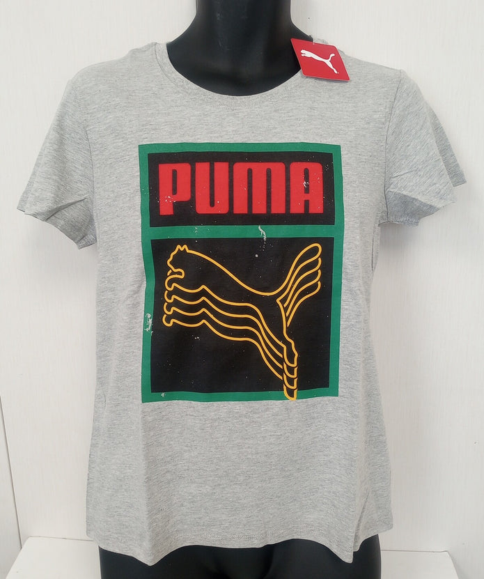 NEW Puma womens Box BHM Tee LIGHT GRAY cotton SIZE - L /CH22/121