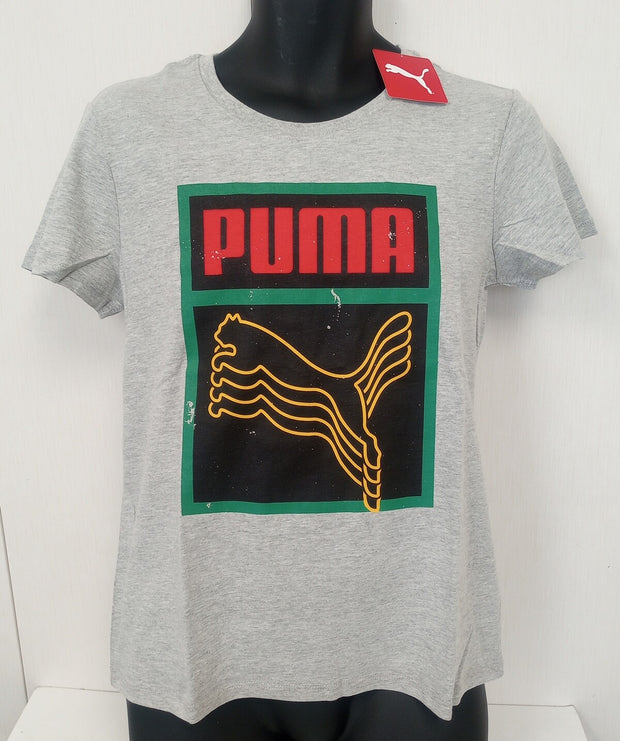 NEW Puma womens Box BHM Tee LIGHT GRAY cotton SIZE - L /CH22/121