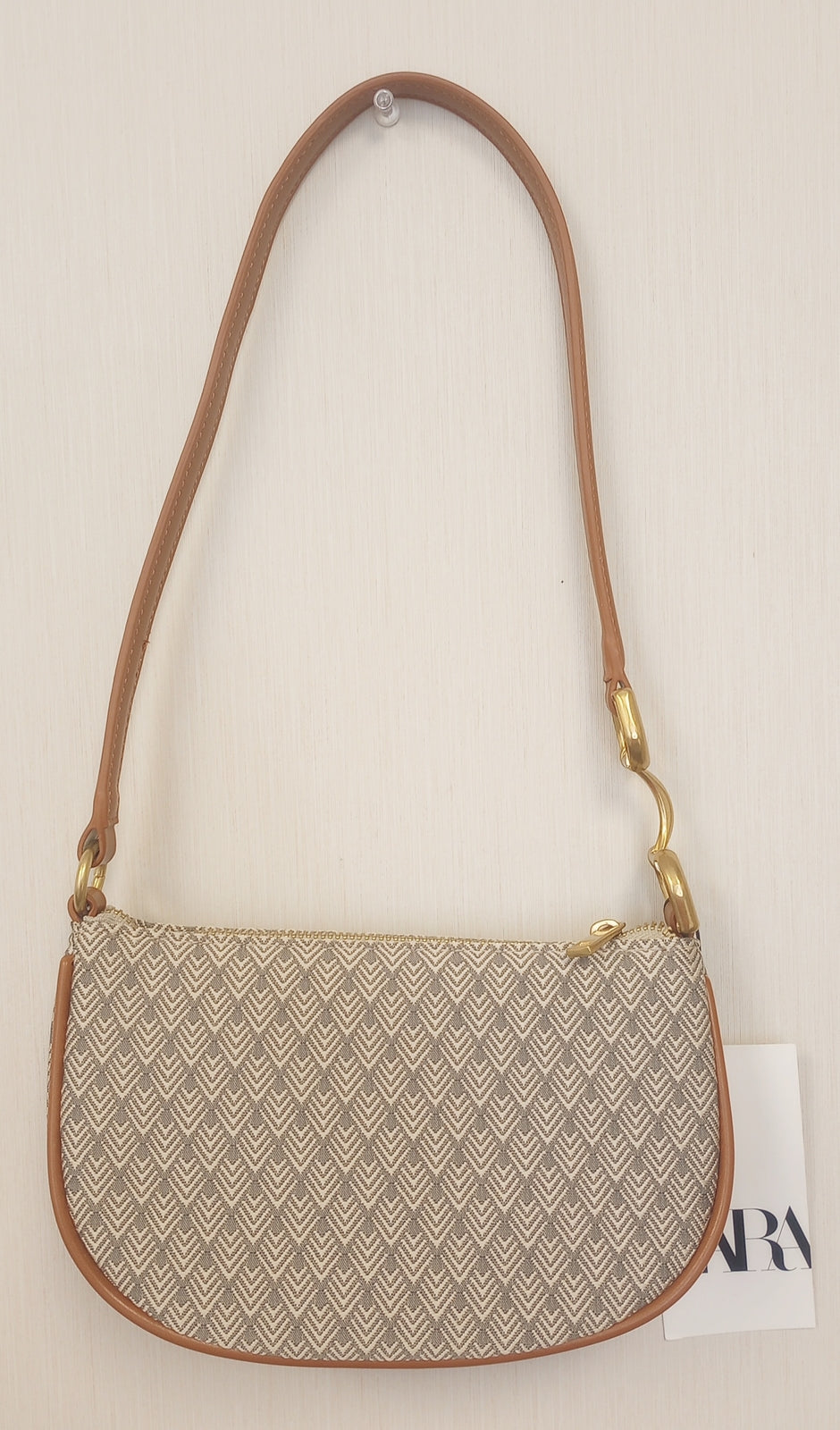 BNWT  Zara Brown Mini Purse Handbag Metal Trim Tweed /RG59/120