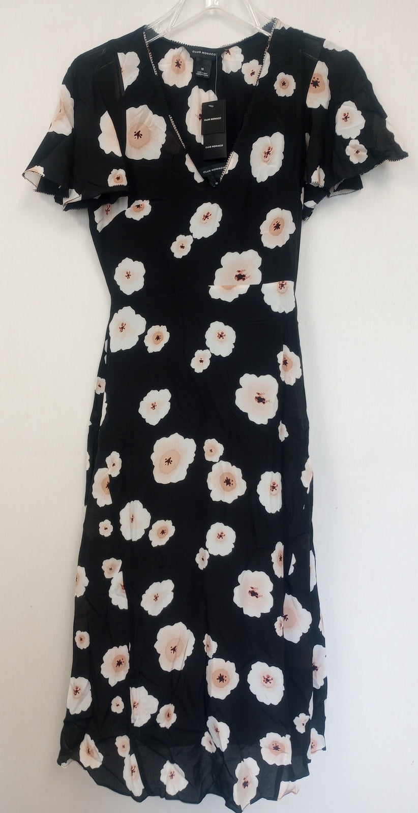 BNWT Club Monaco Zameeka Floral Print Silk Midi Dress  00 /N5/123