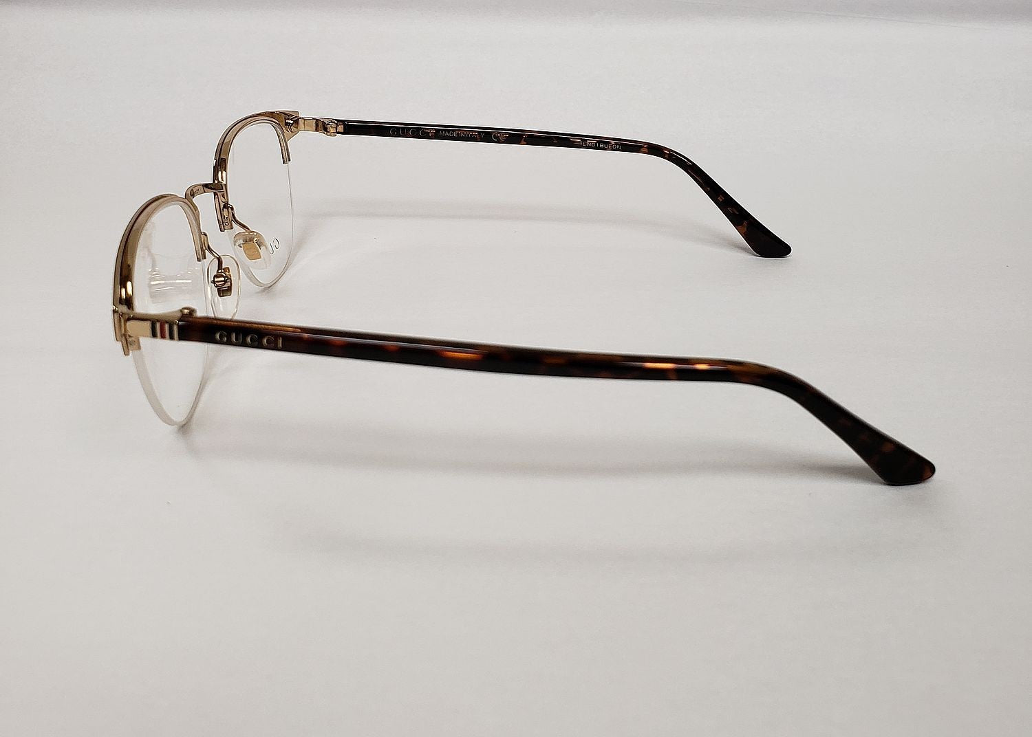 New GUCCI GG0020O 002 Brown/Gold Unisex Round Half Rim Eyeglasses FRAMES G10A/21