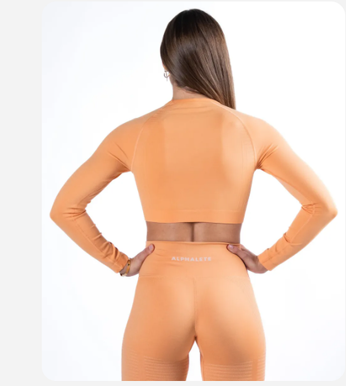 NEW Alphalete Women's Amplify LS Crop - Cheeky Coral (289208) Size M G10A/21