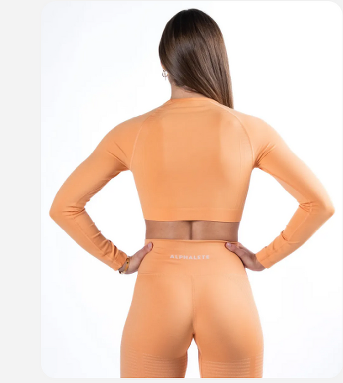 NEW Alphalete Women's Amplify LS Crop - Cheeky Coral (289208) Size M G10A/21