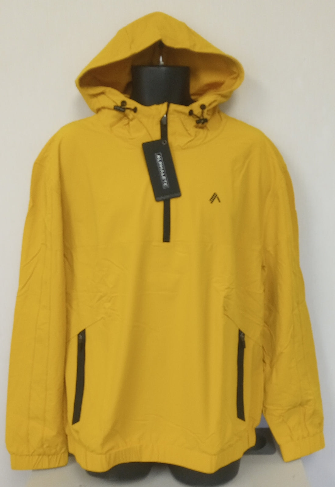 NEW ALPHALETE MEN'S  TECH WINDBREAKER -EXOTIC YELLOW - SIZE - L/RG27/123