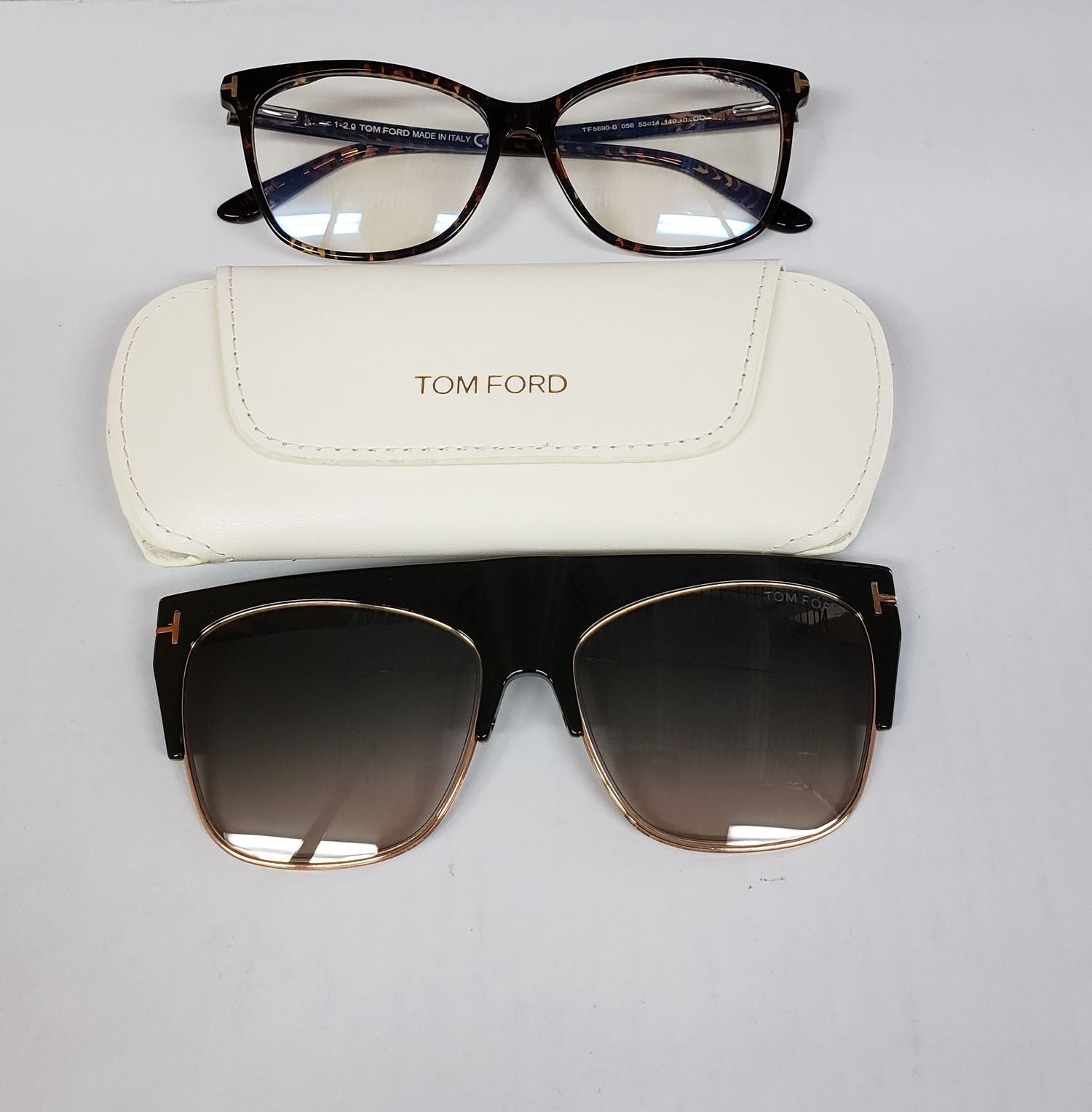 New Tom Ford TF 5690-B 056 Tortoise Clip-on Eyeglasses Frame DA13a/20