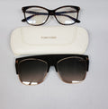 New Tom Ford TF 5690-B 056 Tortoise Clip-on Eyeglasses Frame DA13a/20