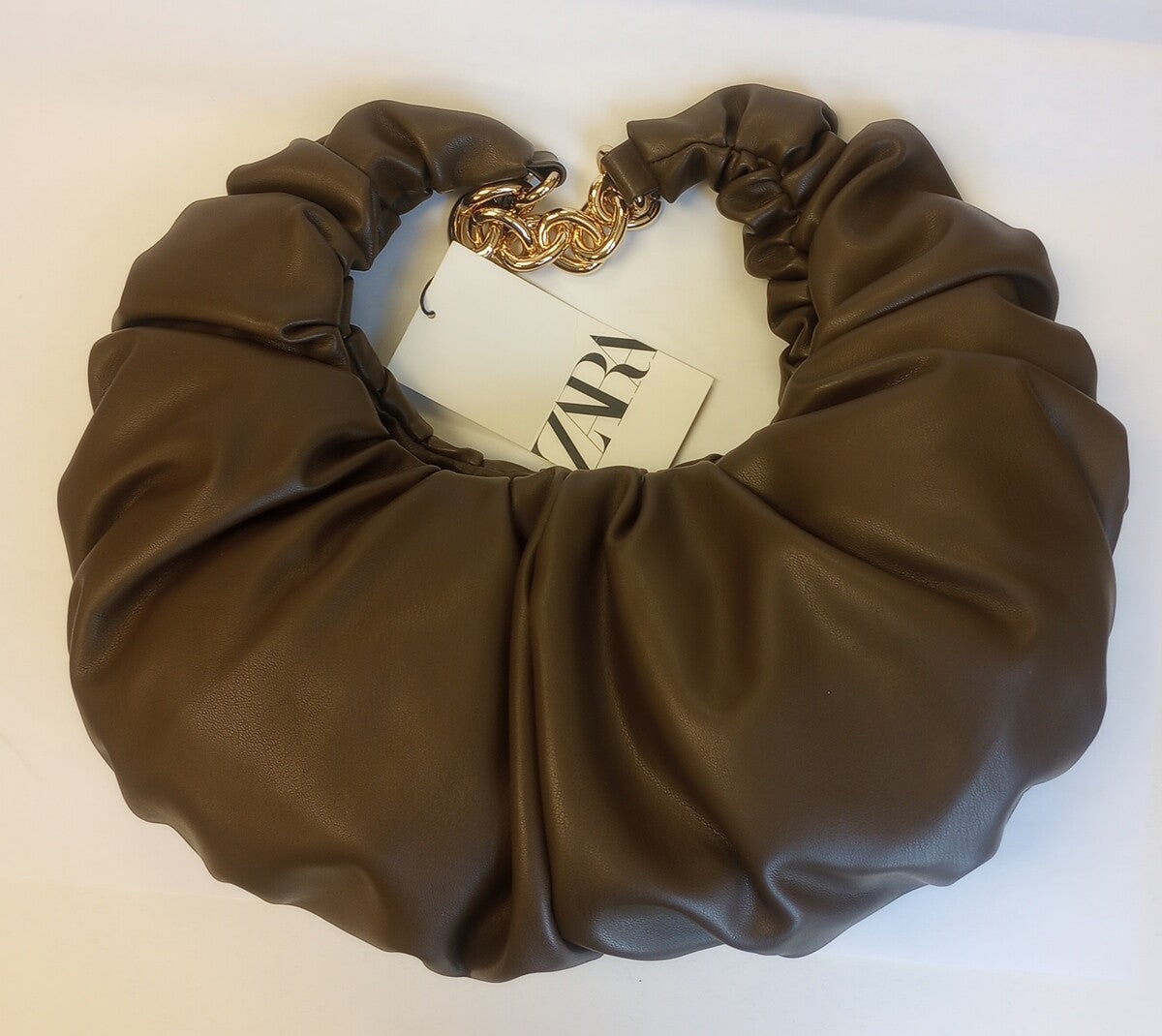 ZARA Half Moon Limited Edition Leather Shoulder Purse With Gold Chain /N3/121