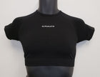 NEW Alphalete Women's AMPLIFY SS CROP Top (043357) Size S Black G29a/22