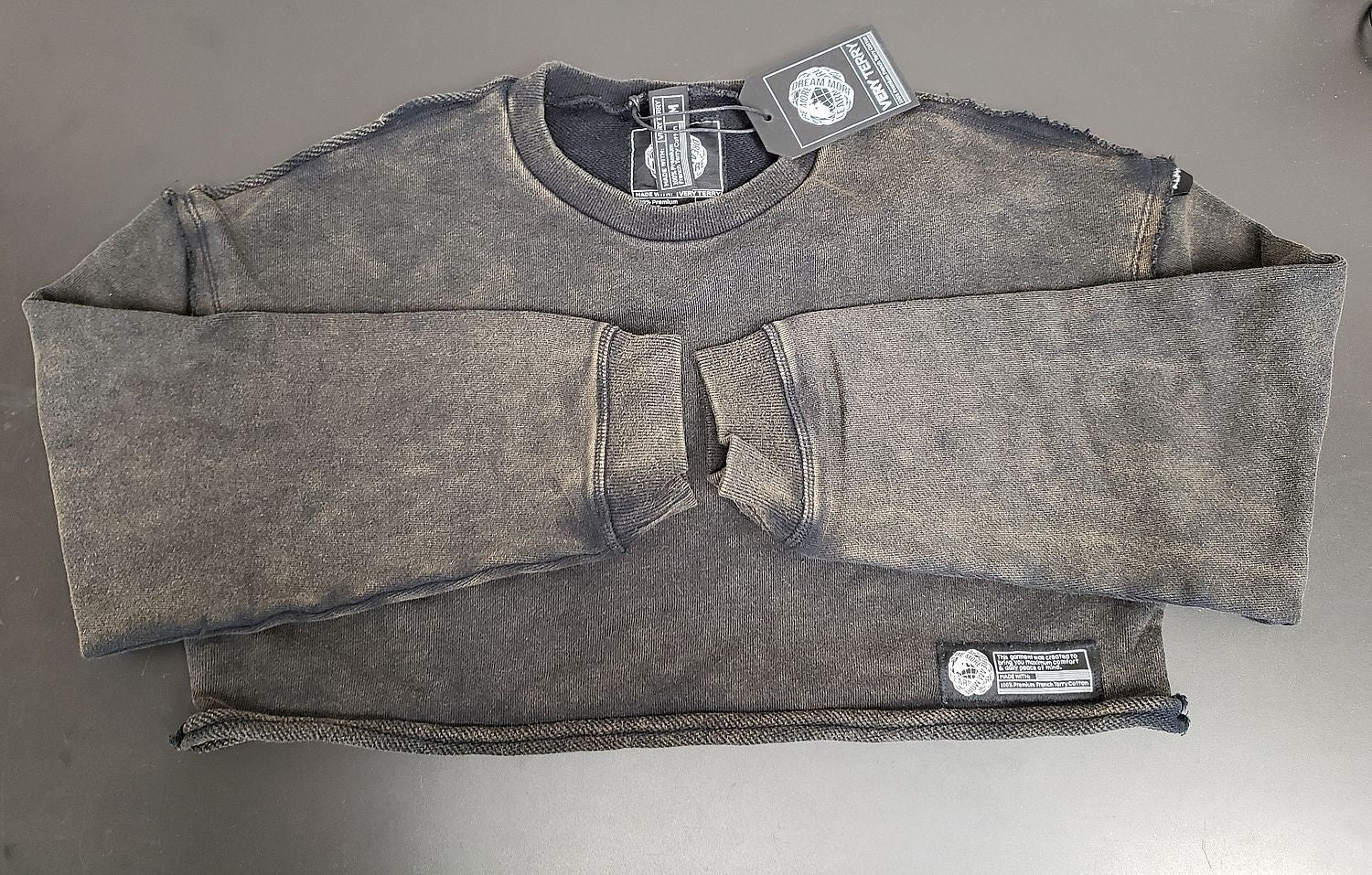 NEW Alphalete Women's Terry Oversize Crop Pullover Onyx (260778) Size M DA8a/25