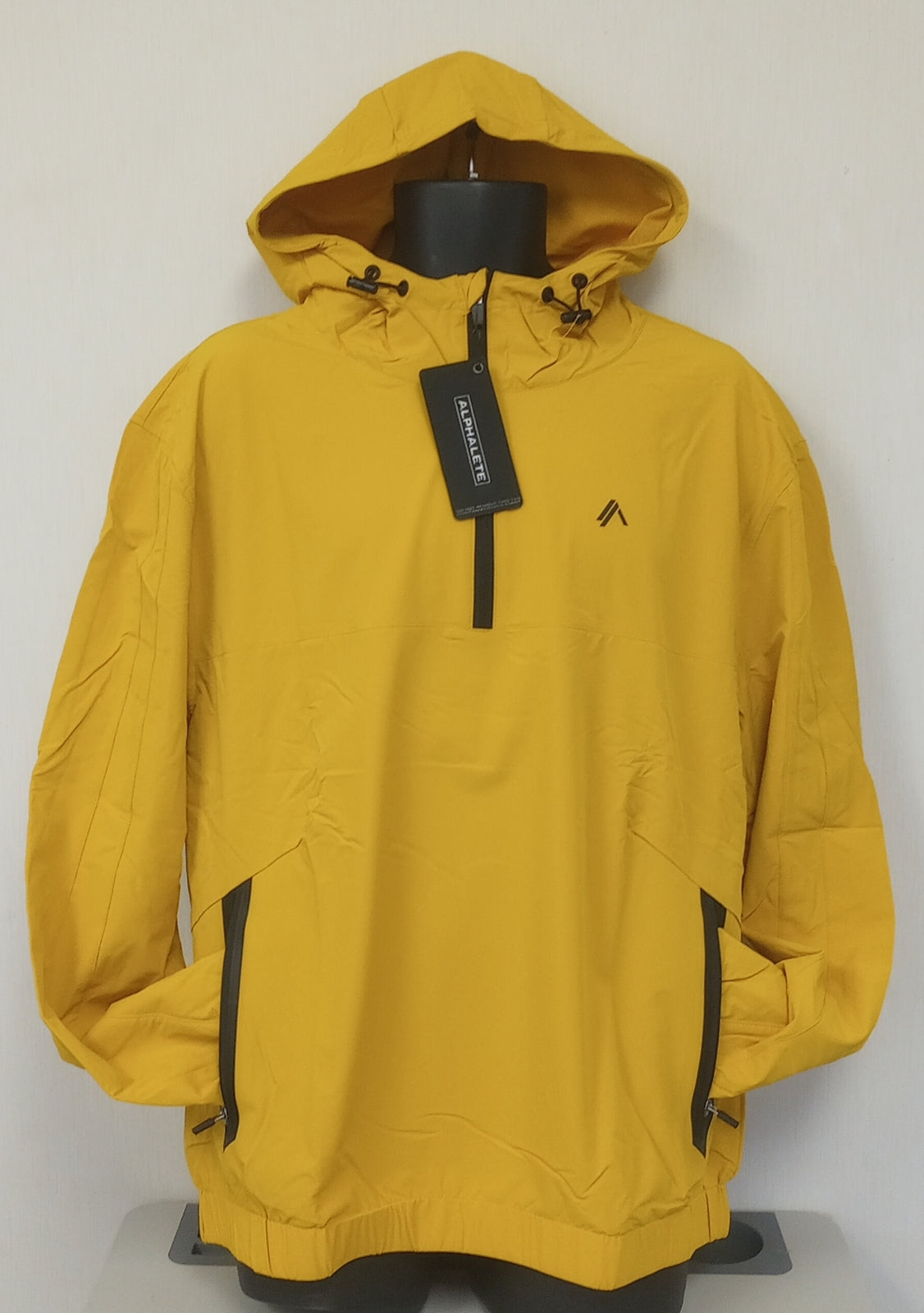 NEW ALPHALETE MEN'S  TECH WINDBREAKER -EXOTIC YELLOW - SIZE - L/RG27/121
