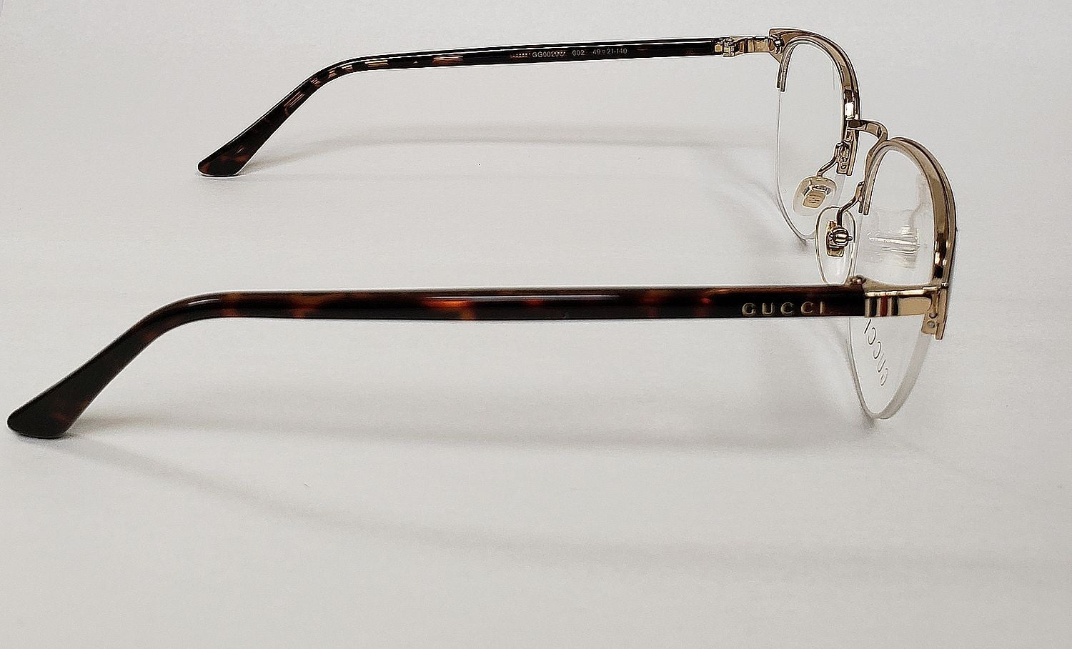New GUCCI GG0020O 002 Brown/Gold Unisex Round Half Rim Eyeglasses FRAMES G10A/22