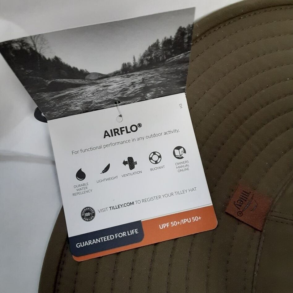 New Origial Tilley Airflo LTM6 OLIVE Boarder Hat UPF 50+ Vented  Size LG 7 3/82