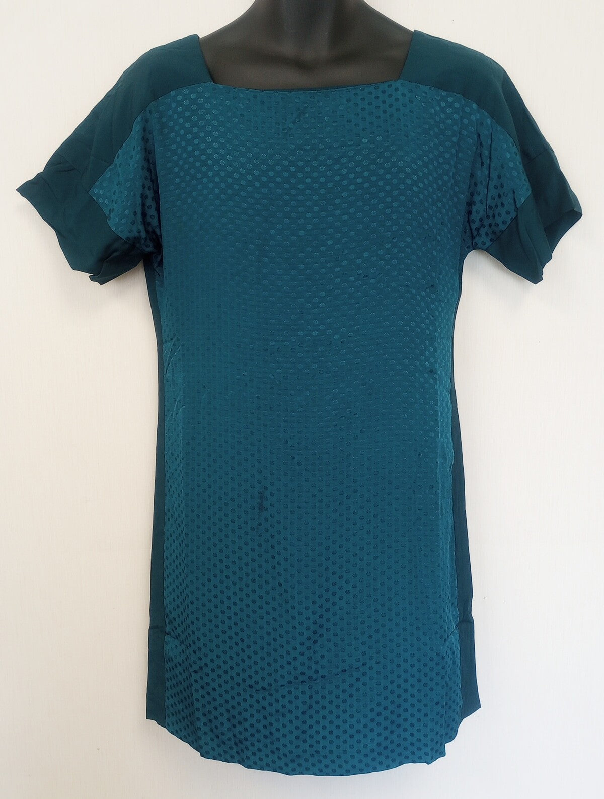 BNWT Club Monaco Blue Teal Square Neck Archmand Mini Dot Shift Dress Women/N5/122