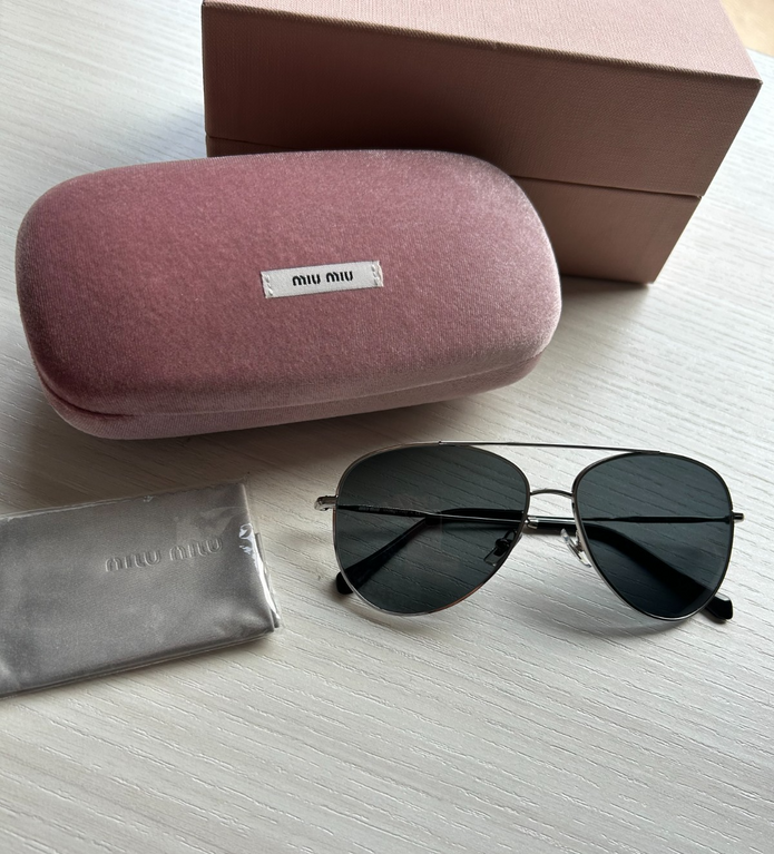 Authentic Miu Miu SMU 61U 1BC-1A1 Silver / Grey Pilot Metal 57-14-140 mm Italy0