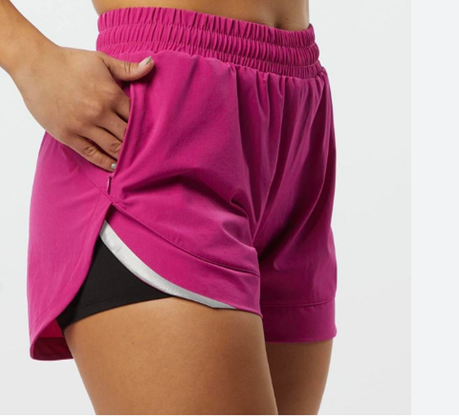 NEW Alphalete Womens Infinity Stride Short W/Liner (285856) Size L Pink G9a/20
