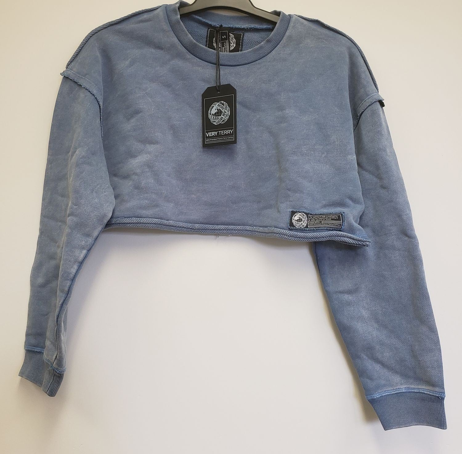 NEW Alphalete Women's Terry Oversize Crop Pullover- Blue size S G30a/23