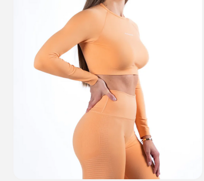 NEW Alphalete Women's Amplify LS Crop - Cheeky Coral (289208) Size M G10A/22