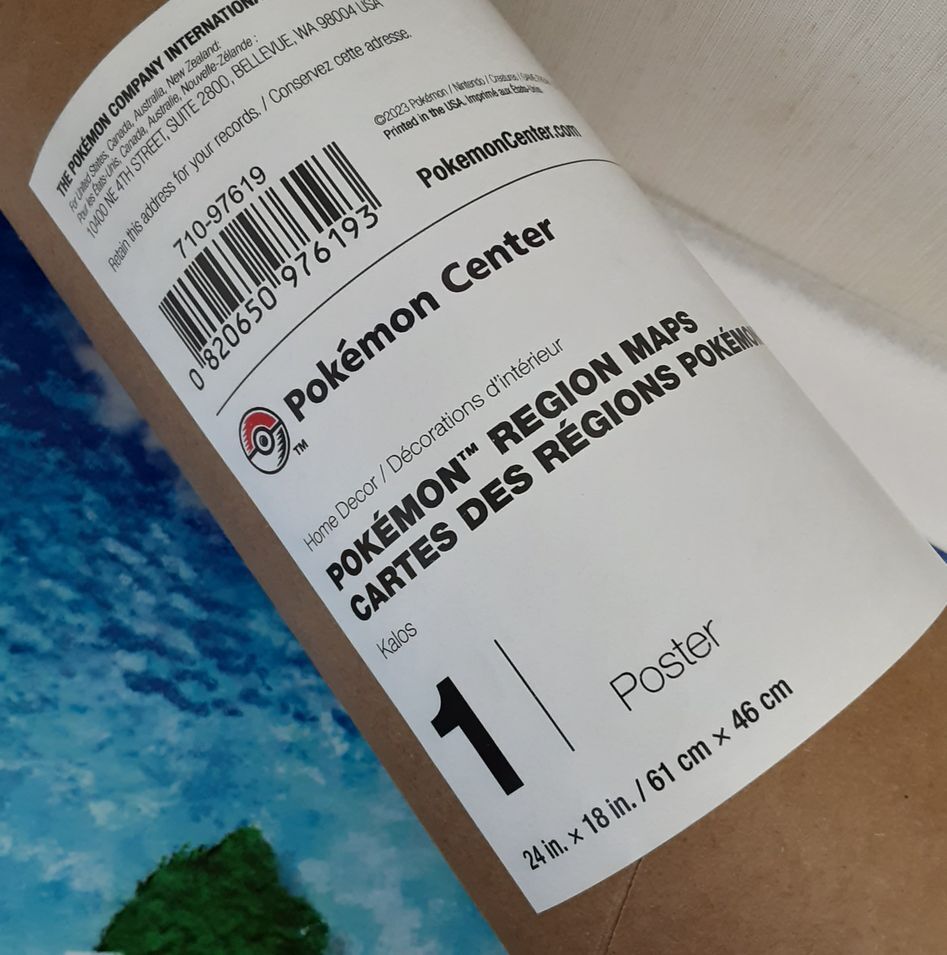 Pokemon Center Kalos Pokémon Region Maps Poster 24 in x 18 in New RA15/223