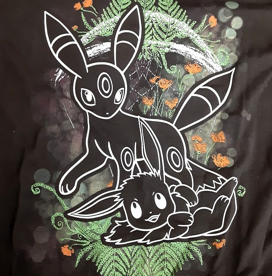 New Eevee & Umbreon Pokemon Nature Spring Black T-Shirt  M Women RA16/224