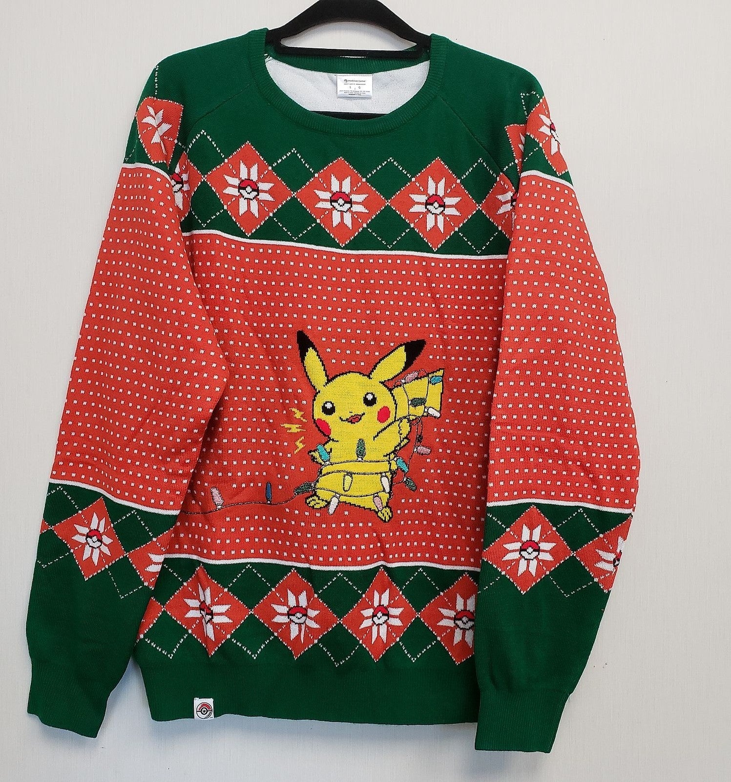 New Pokemon Pikachu Holiday Lights Knit Sweater Unisex Adult (Size L) G22a/21
