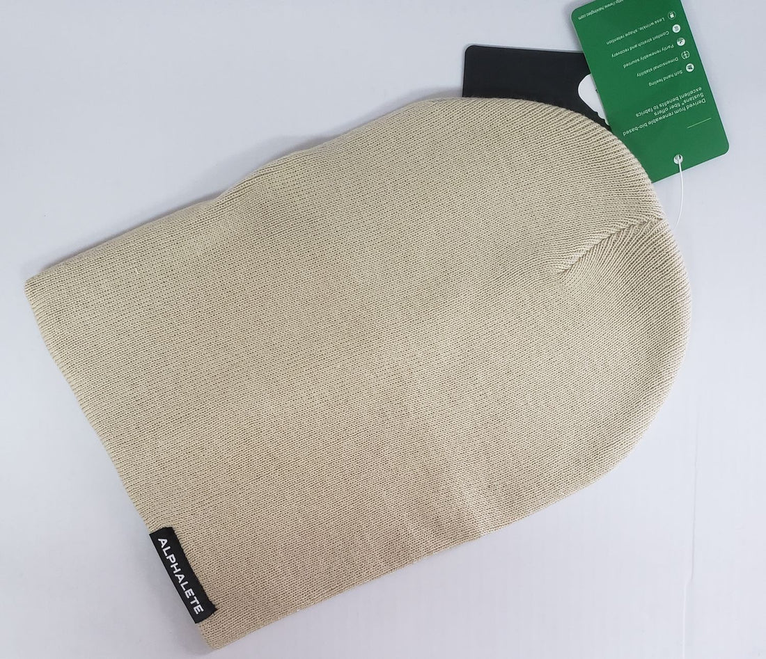 NEW Alphalete Essential Foldover Beanie String -Beige G13a/20
