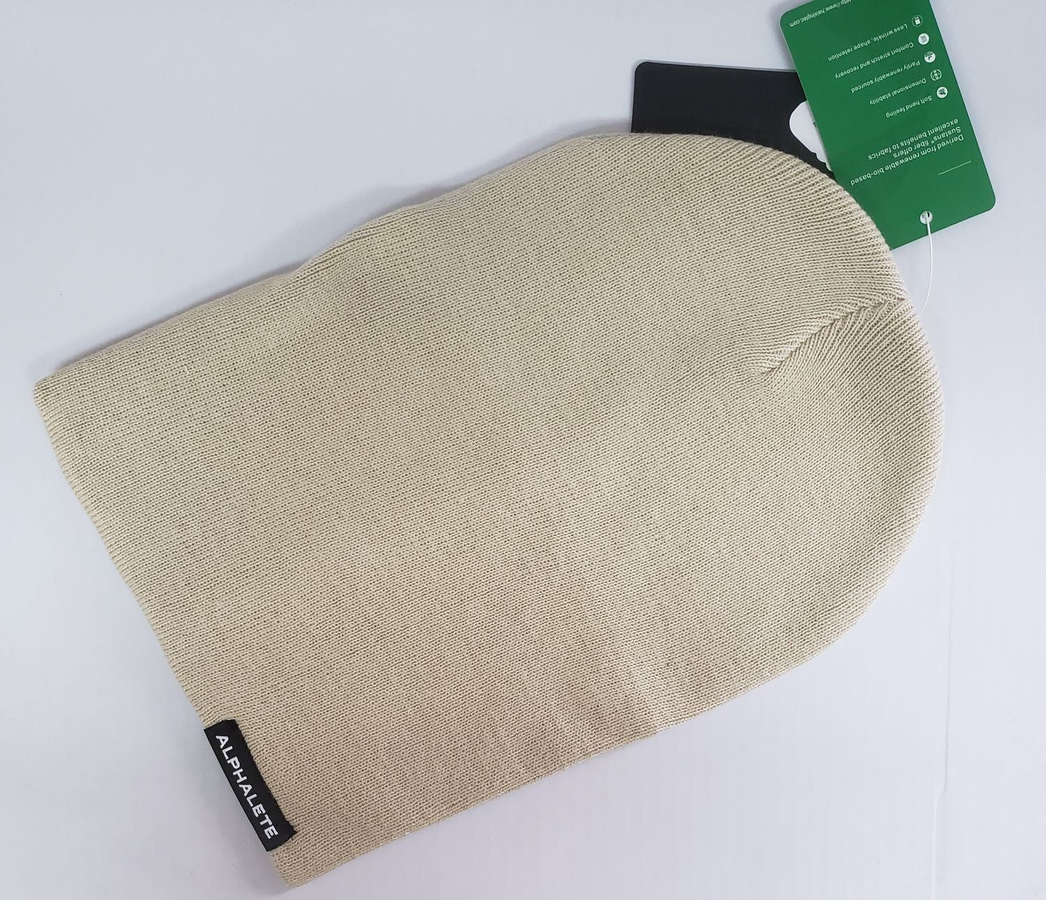 NEW Alphalete Essential Foldover Beanie String -Beige G13a/21
