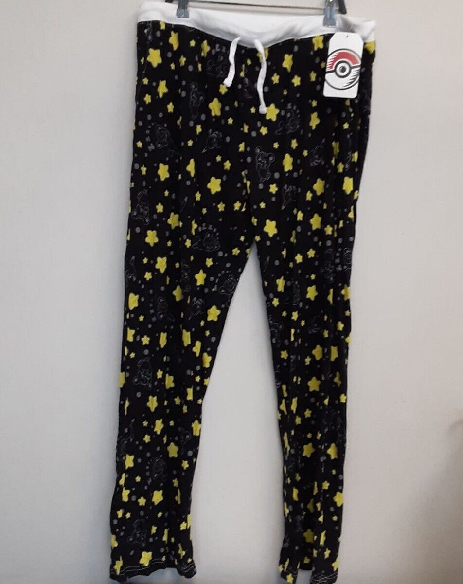 Pokemon Pikachu & Teddiursa Black & Yellow Lounge Pants 2XL Women RA3/221
