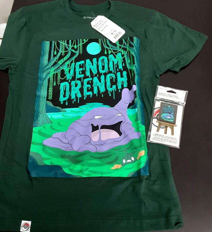 Pokemon center Muk Cinema Scares T-Shirt S Adult + matching Pin RG6/220