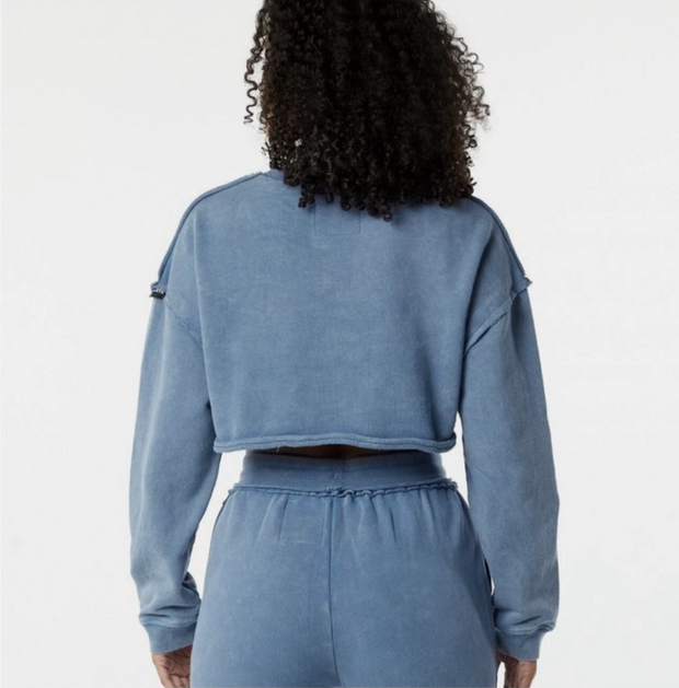 NEW Alphalete Women's Terry Oversize Crop Pullover- Blue size S G30a/21