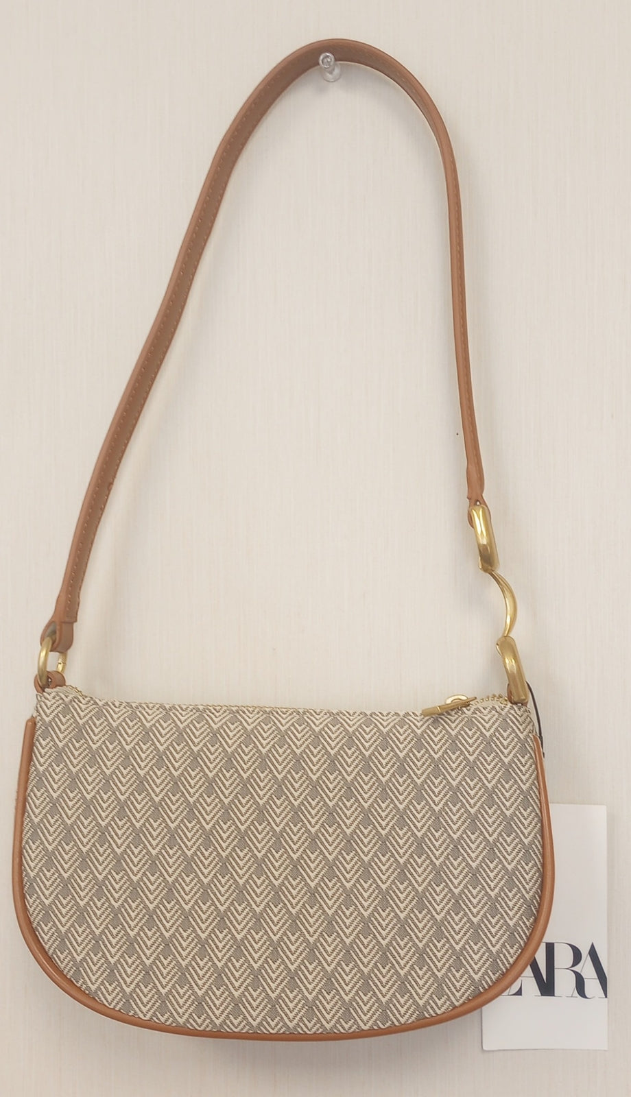 BNWT  Zara Brown Mini Purse Handbag Metal Trim Tweed /RG59/123