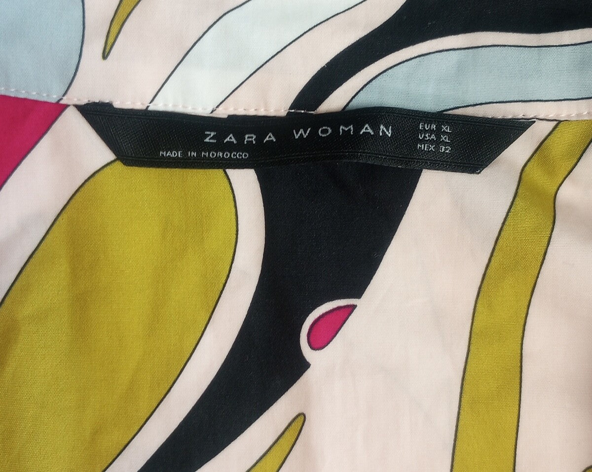 BNWT Zara Multicolor MIDI BELTED PRINT Shirt Dress size - S  /CH24/122