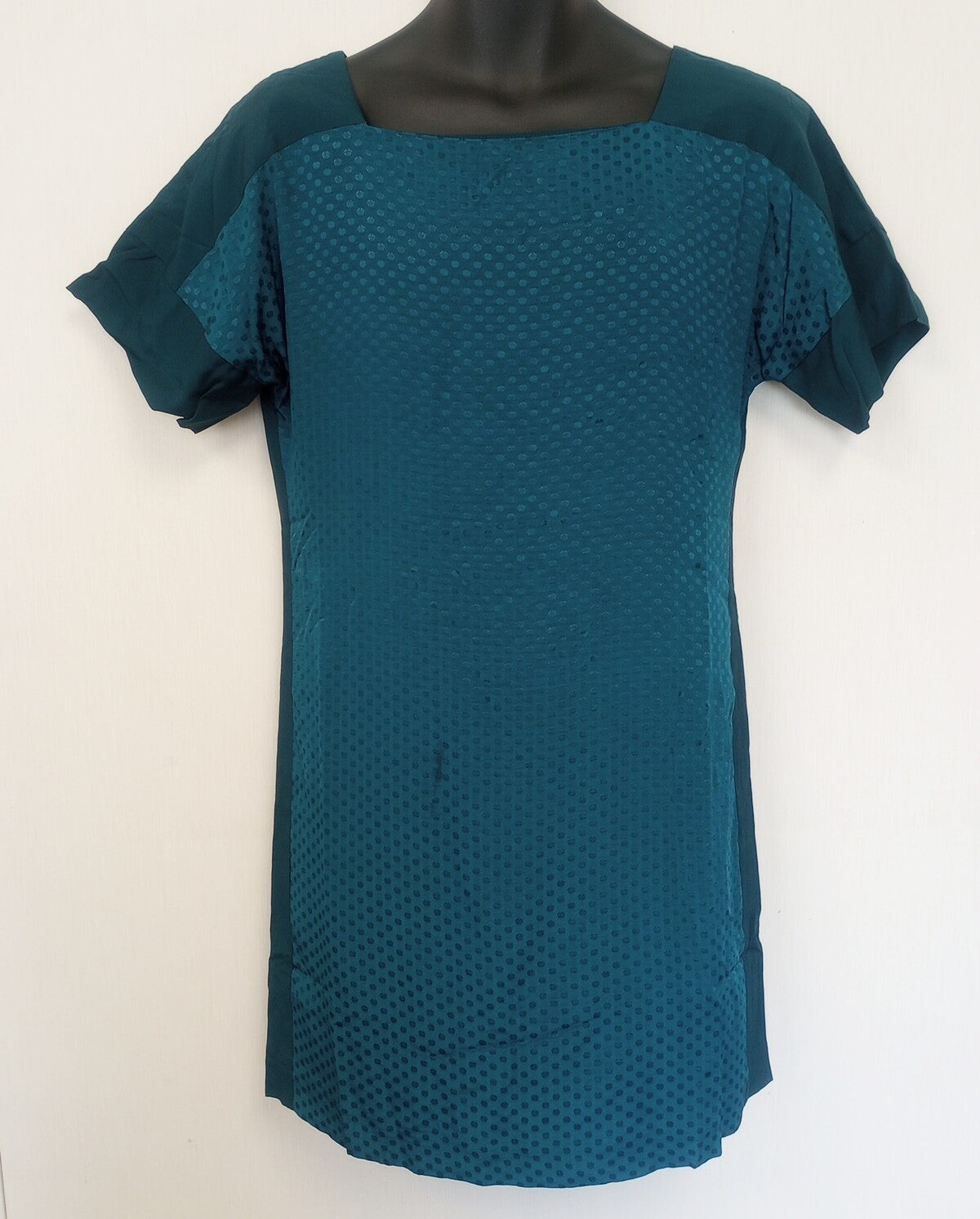 BNWT Club Monaco Blue Teal Square Neck Archmand Mini Dot Shift Dress Women/N5/121