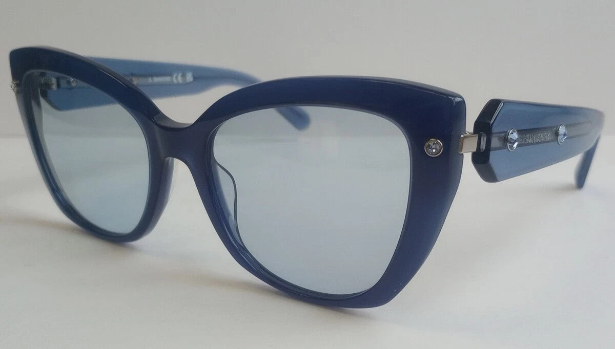 NEW Swarovski Women's Sunglasses - Blue Lens Cat Eye SK391 90V 54-18-140 /CH63