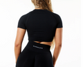 NEW Alphalete Women's AMPLIFY SS CROP TOP (043364) Size M Black G22a/21