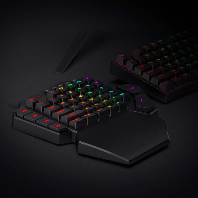 Redragon K585 DITI Wired One-Handed RGB Gaming Keyboard, Mechanical Gaming Keypad with 7 Onboard Programmable Macro Keys and Detachable Wrist Rest, Portable 42 Keys in Blue Switches for Laptop