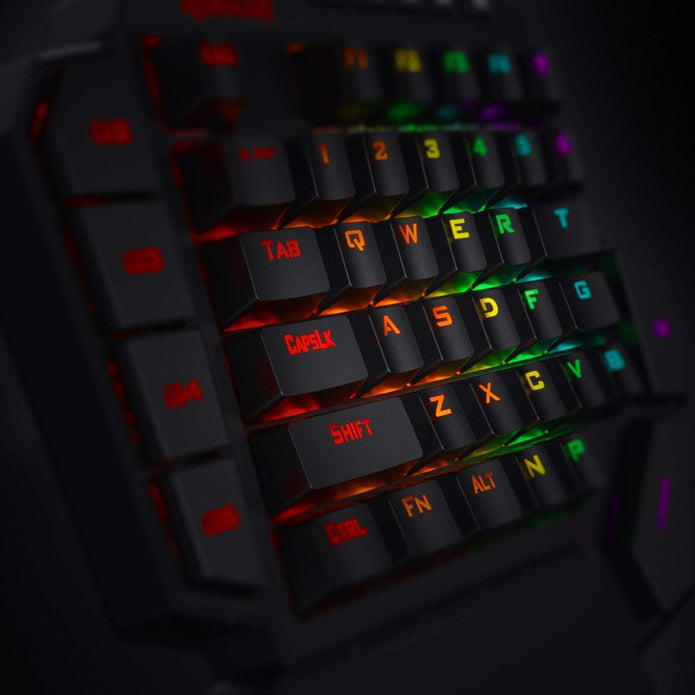Redragon K585 DITI Wired One-Handed RGB Gaming Keyboard, Mechanical Gaming Keypad with 7 Onboard Programmable Macro Keys and Detachable Wrist Rest, Portable 42 Keys in Blue Switches for Laptop