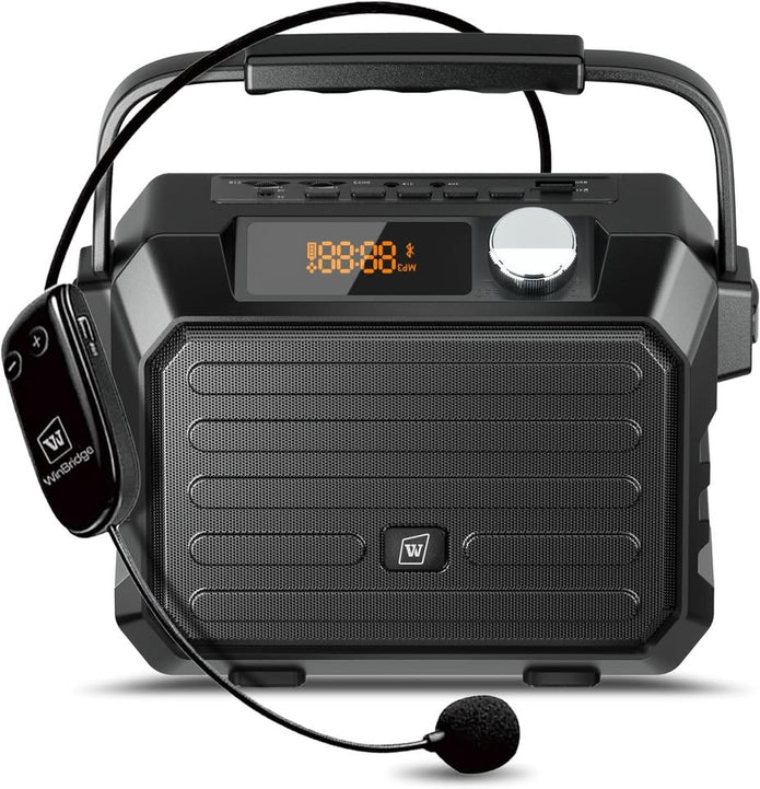 WinBridge Wireless Voice Amplifier Portable PA System, UHF Headset Microphone Bluetooth Speaker