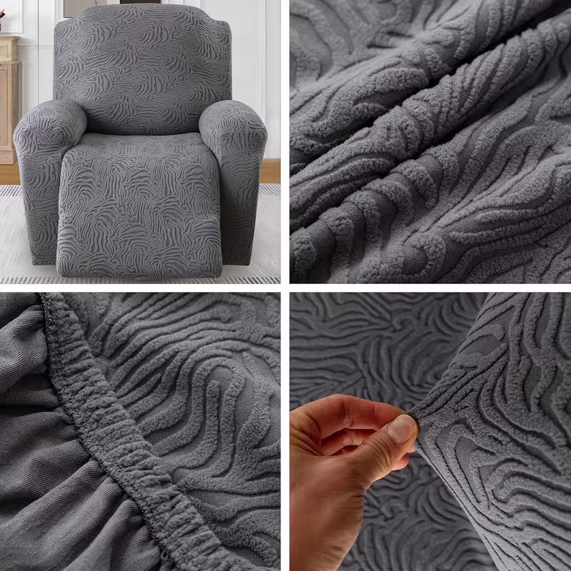 4pcs Set Jacquard Velvet Leopard Print Chivas Single Recliner Sofa Cover