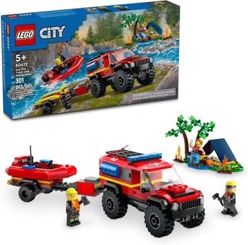 LEGO City 4x4 Fire Truck with Rescue Boat Toy (60412)