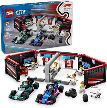 LEGO City F1 Garage & Mercedes-Model Race Car Building Toy  Playset for Kids (60444)