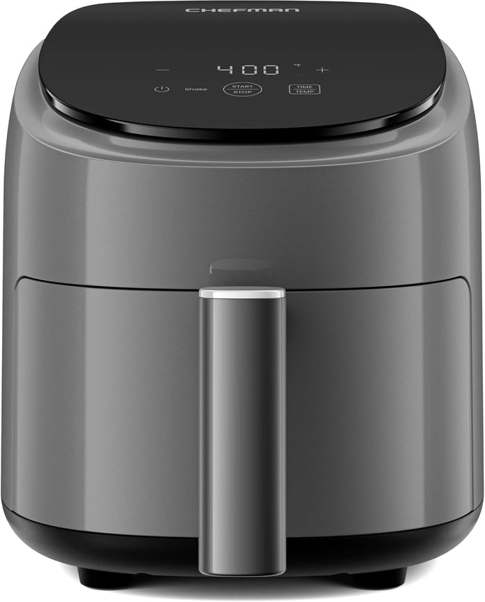 OPEN BOX Chefman 2 Qt Mini Air Fryer – Compact and Space-Saving Air Fryer, PFAS-Free Nonstick Basket– Grey