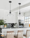 NEW/OPEN BOX  COTTMIC Black Glass Pendant  12in Lights Kitchen Island, Ribbed Glass Pendant ,3 Pack